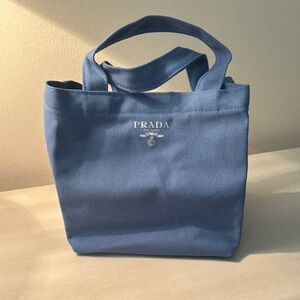 GWP Prada Blue Canvas Tote Bag